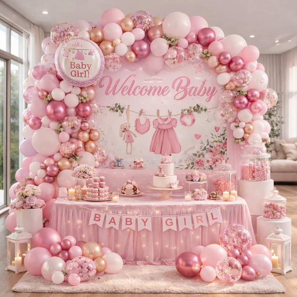 66-PCS Rose Gold & Lavender Baby Girl Celebration Kit Item:SR-398