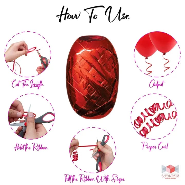 Curly Ribbon for Balloons for Party and Gift Decoration (Pack of 6)