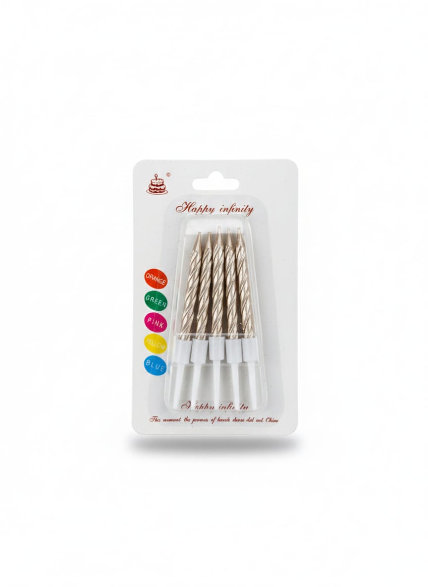 Happy Infinity Metallic Glitter Spiral Candles (Pack of 6)
