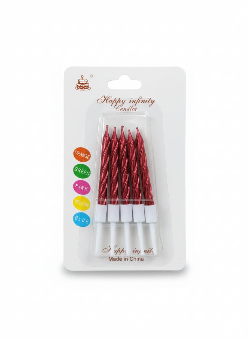 Happy Infinity Metallic Glitter Spiral Candles (Pack of 6)