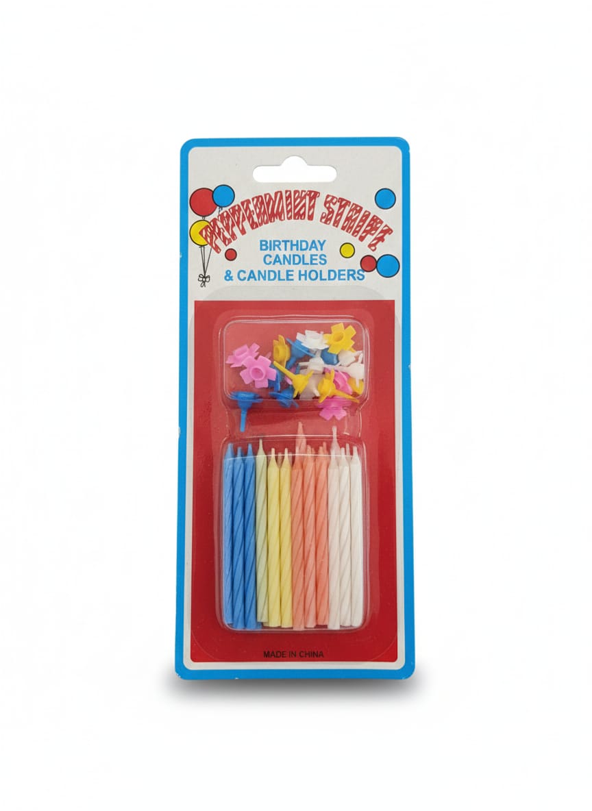 Multi Color small Birthday Candles With Holders ( 24 Pcs )