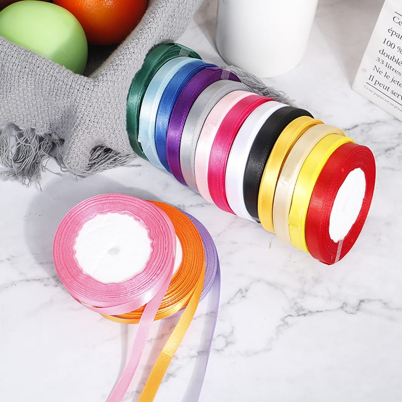 22m/Roll 10mm Silk Satin Ribbons for Crafts Gift Wrap Party Wedding Decorative