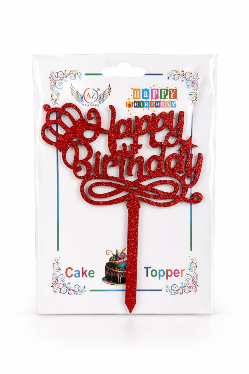 Happy Birthday Glitter Crown Cake Toppers