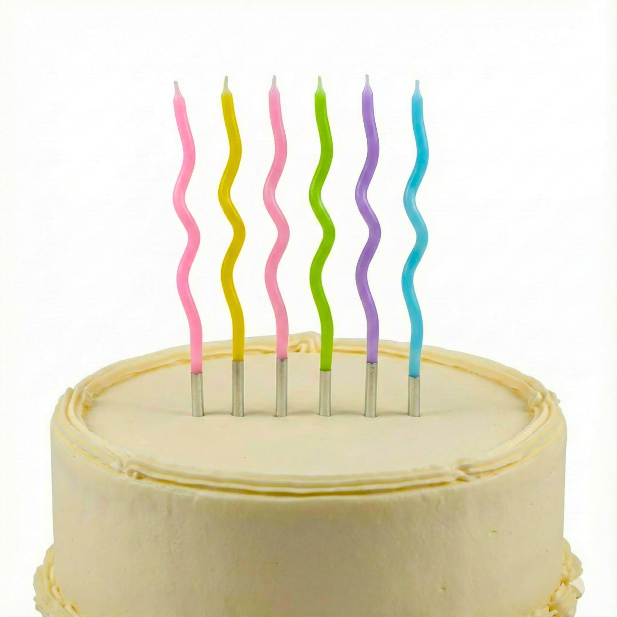 Whimsical Wavy Birthday Cake Candles - Assorted Pastels (6-Pack)