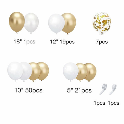 100-PCS White & Gold Celebration Balloon Arch Kit For Anniversary, Wedding And Birthday Party Celebration DM-23112