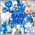 Baby Boy Balloon Decoration Kit YW-07929 blue white balloon arch with foil curtain setup