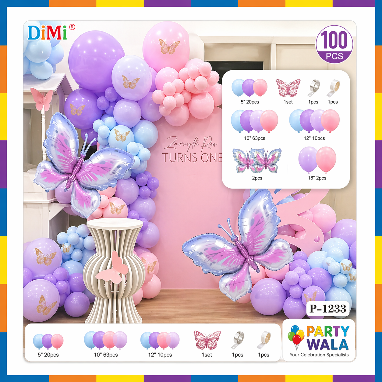 Pastel Butterfly Theme For Birthday And other Celebrations P-1233