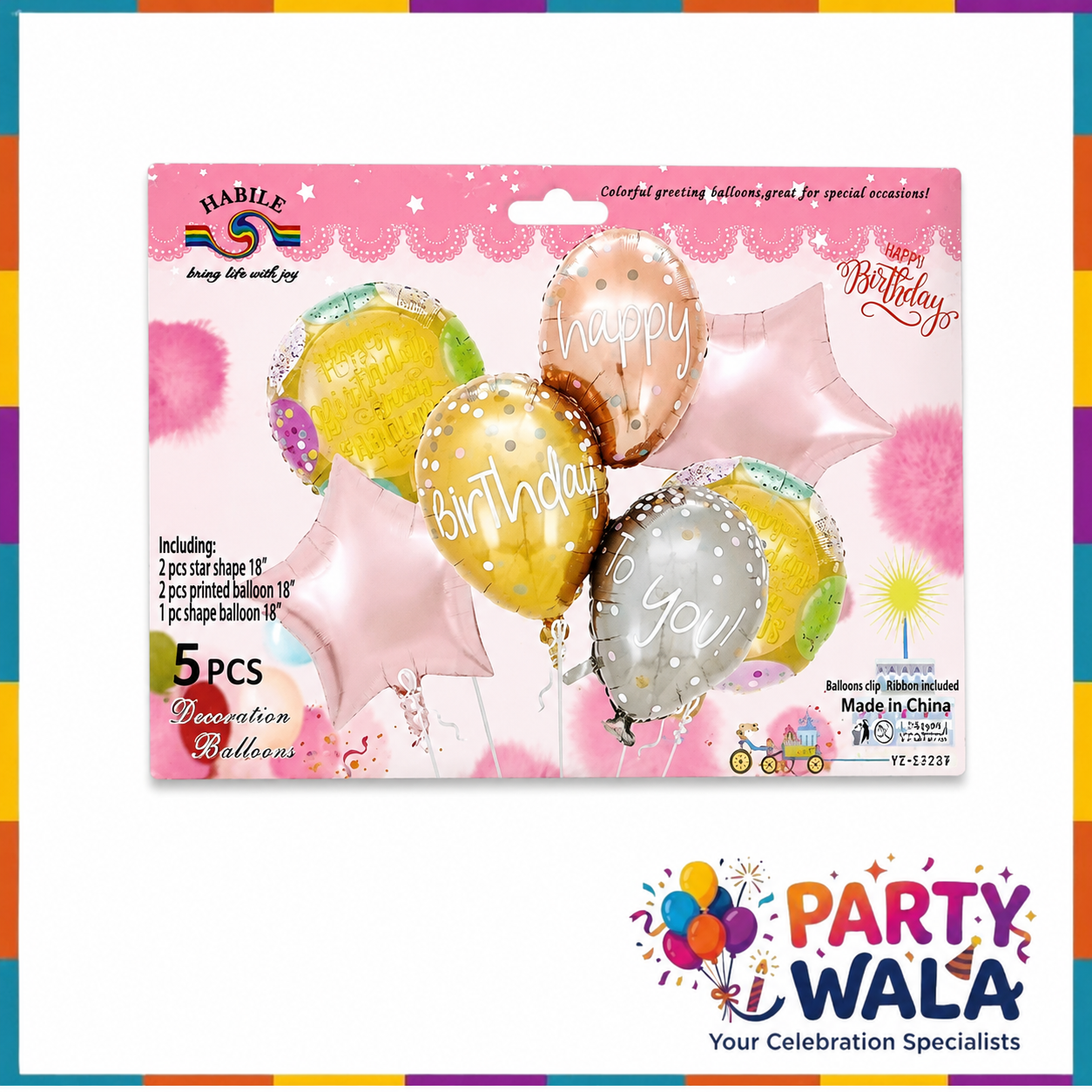 Birthday Foil Balloons 5 Pcs Set
