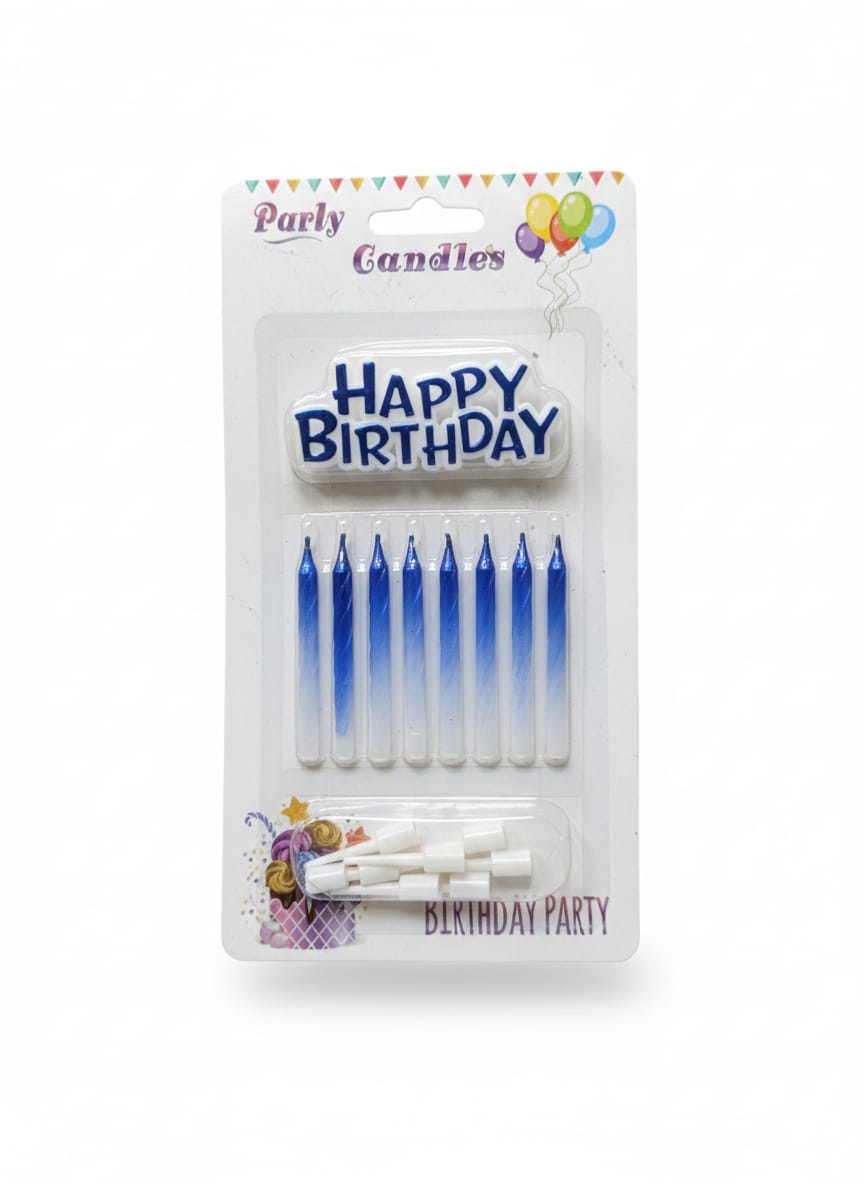 Happy birthday Metallic Candle Set (pack of 6)