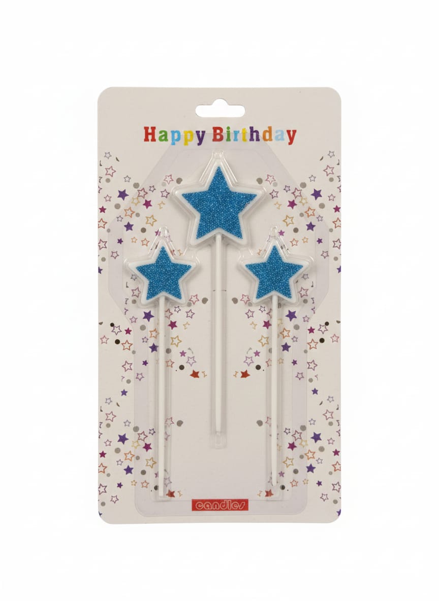 Star Candle Party Cake Decoration Pencil Candle (Pack of 3)