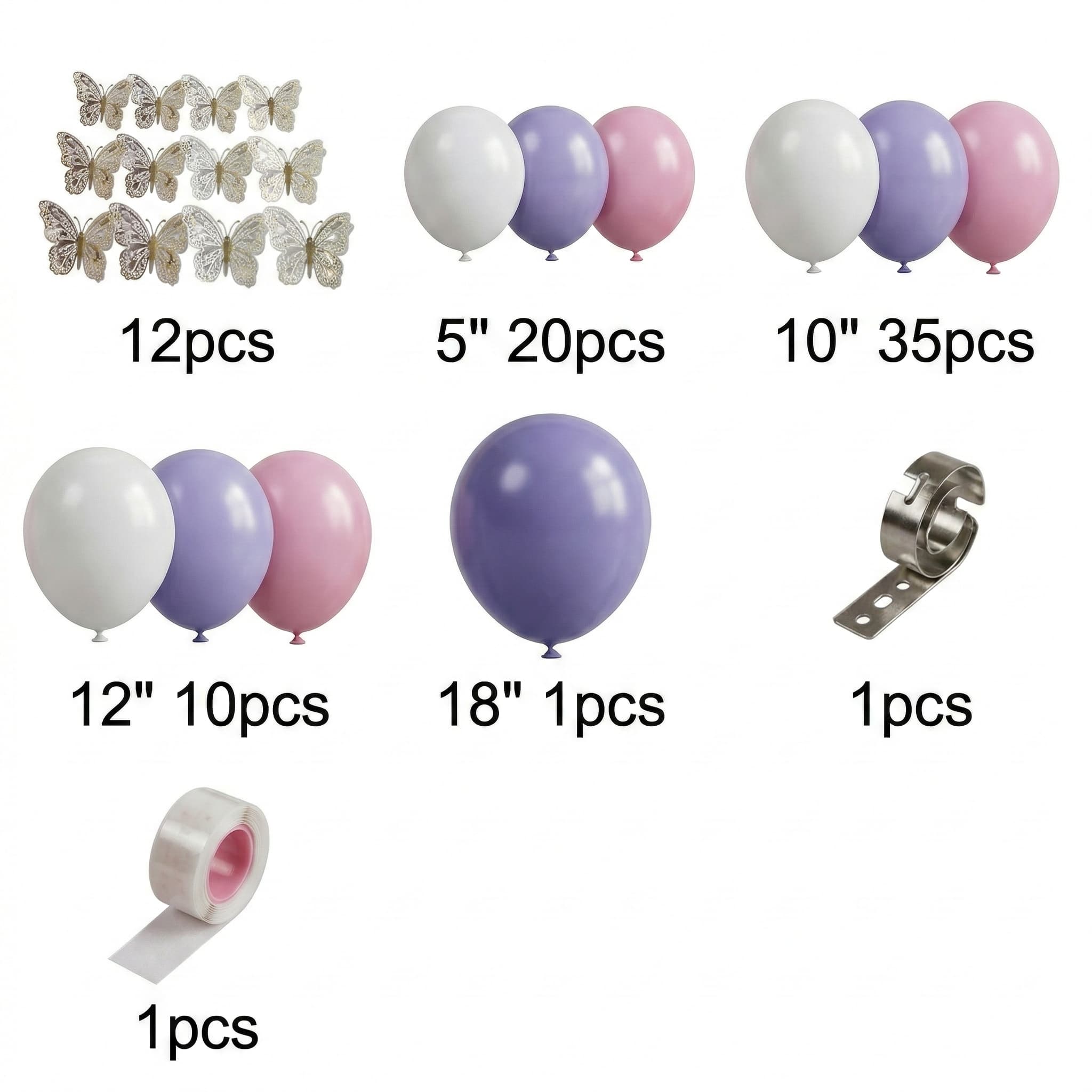 80-PCS Butterfly-themed balloon garland kit for birthdays, parties and baby showers