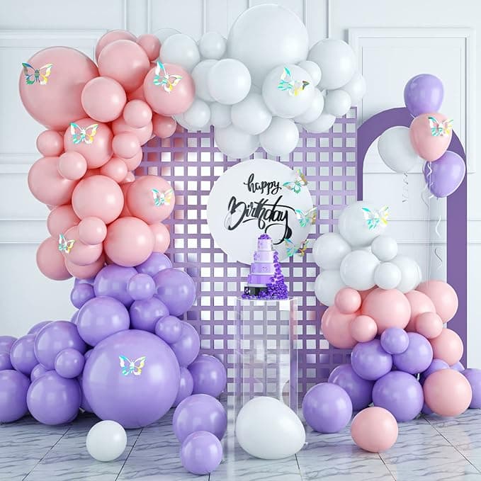 80-PCS Butterfly-themed balloon garland kit for birthdays, parties and baby showers
