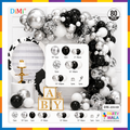 100-PCS Black and White Balloon with Silver Chrome and Confetti Balloons Garland Kit For Birthday, Wedding And Other Celebration DM-23110