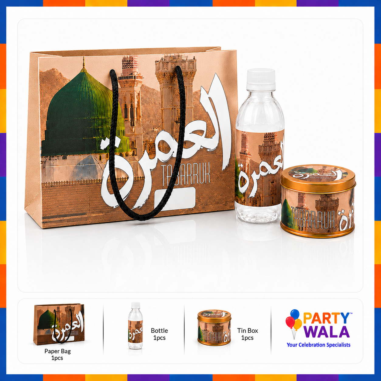 Luxury Madina Umrah Tabarruk Set with 250g Tin Box
