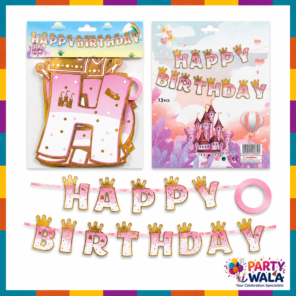 Happy Birthday Crown Banner - 7x6 Inches