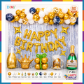 80-PCS Gold & Black "Cheers" Birthday Balloon Kit For Birthday Celebration P-853