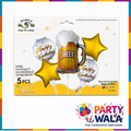Cheers Happy Birthday Foil Balloons 5 Pcs Set