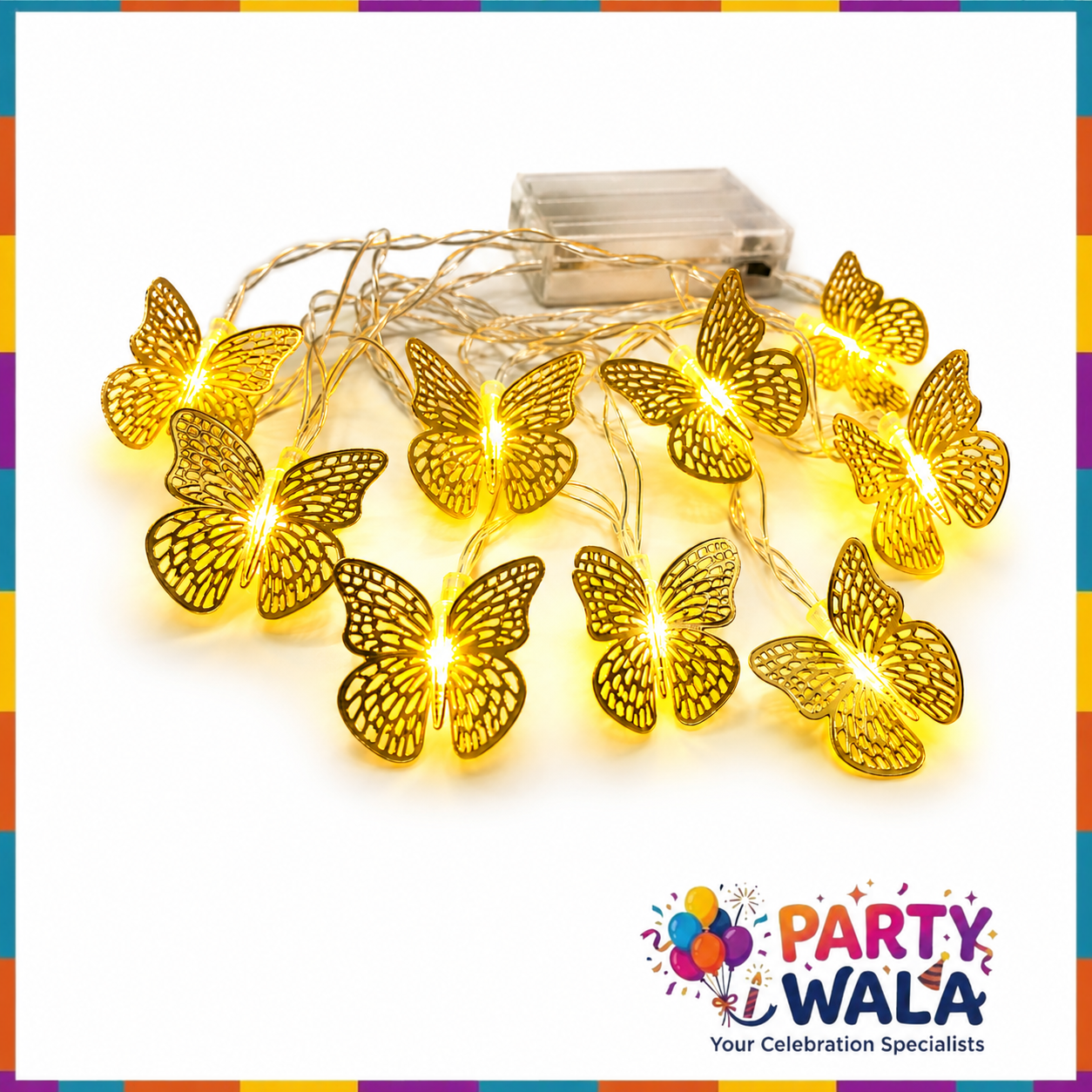 Butterfly Shaped Golden Metal LED String Lights - 165cm