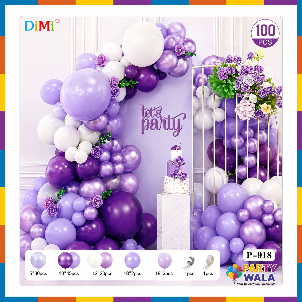 Purple Balloon Garland Birthday Decoration Arch Kit (100 Pcs) Item#P-918