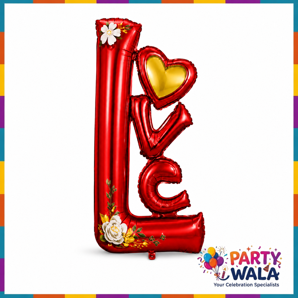 Floral Printed Love Foil Balloons - 36 Inches