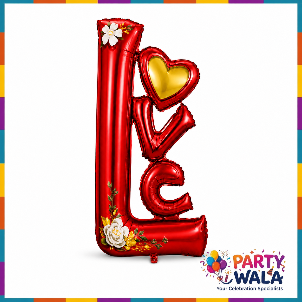Floral Printed Love Foil Balloons - 36 Inches