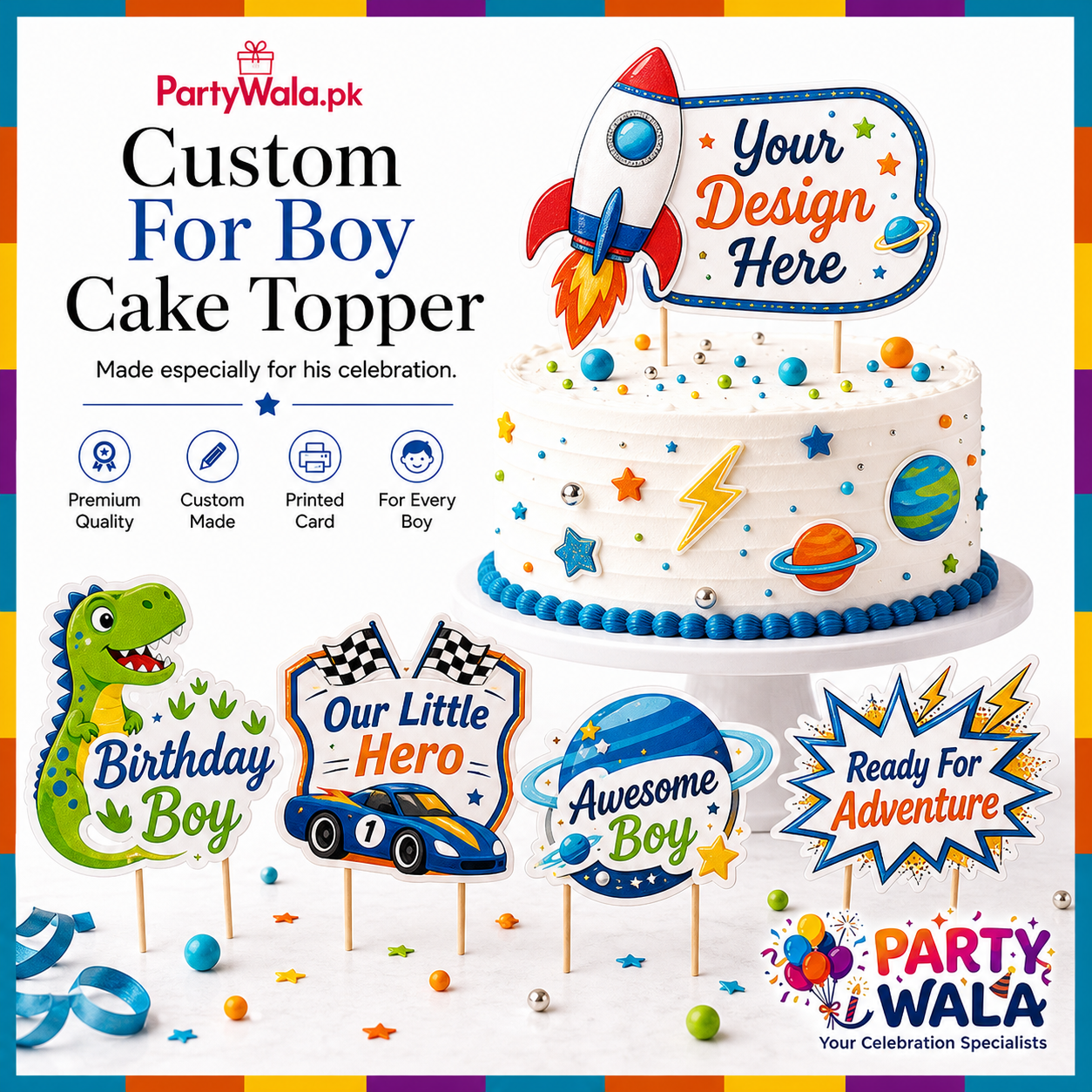 Custom Cake Topper for Boy | Party Wala