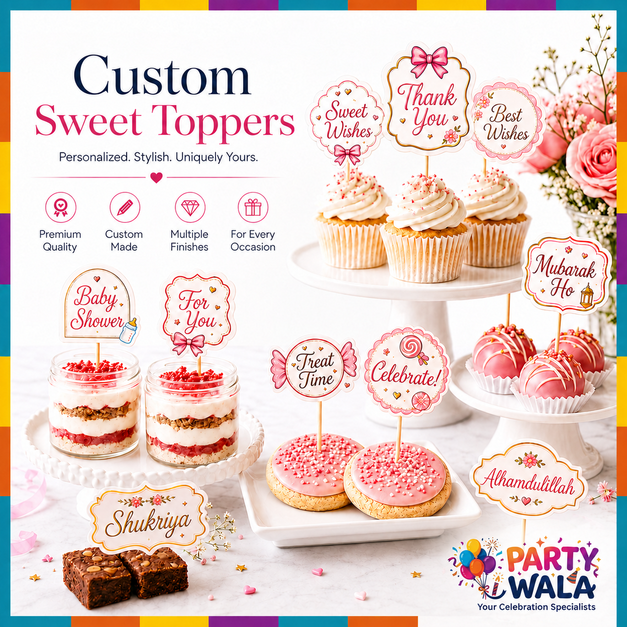 Mithai / Sweet Topper for Weddings, Dholki, Engagement & Celebrations | Party Wala