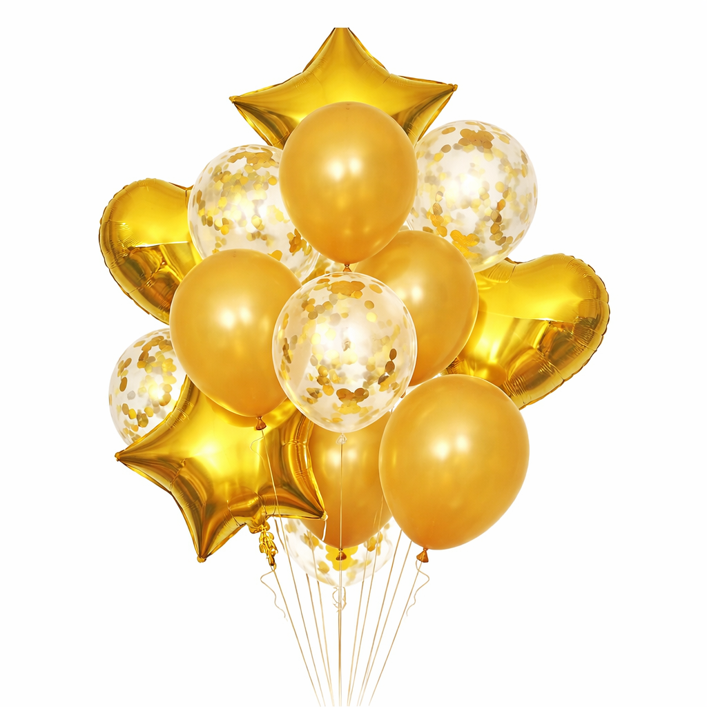 14pcs/Set Confetti Decorative Party and Foil Balloons Set For Birthdays and Events