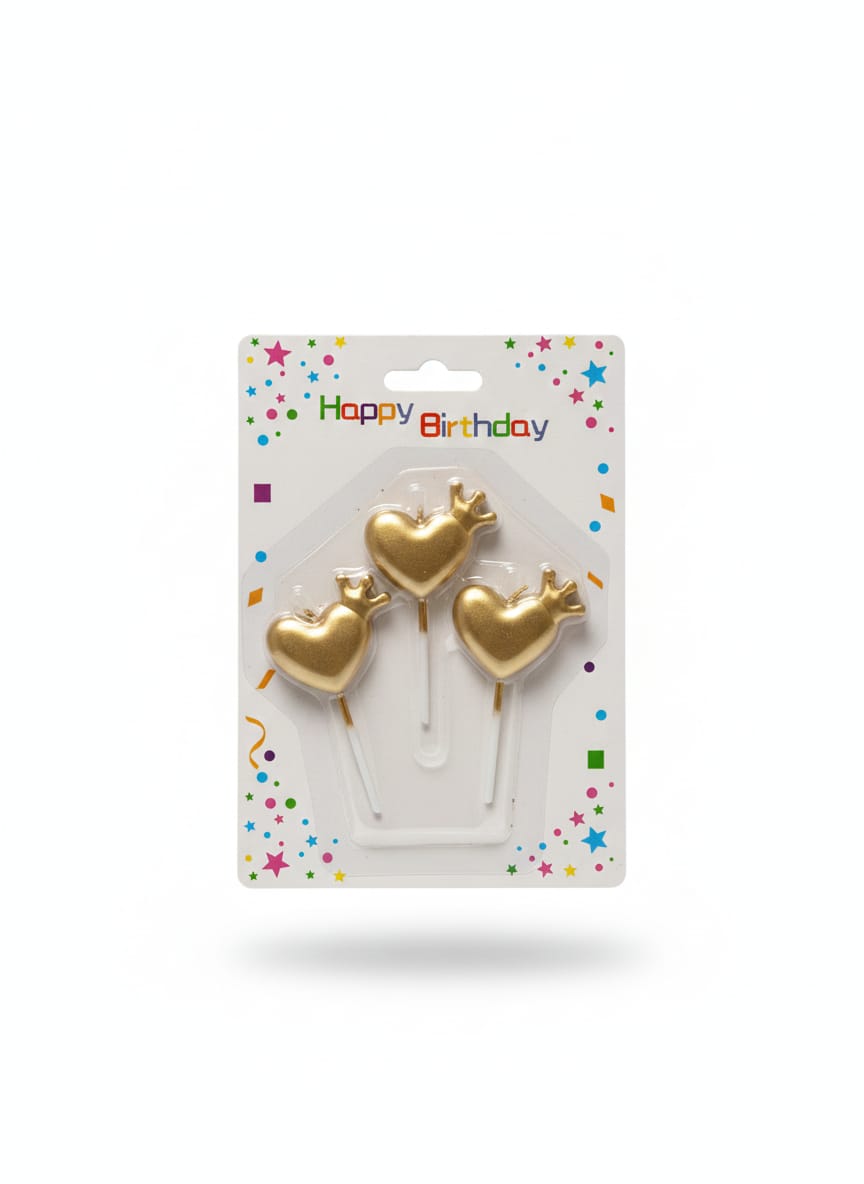 Chrome Heart Party Candle For BIrthday Cake Decoration