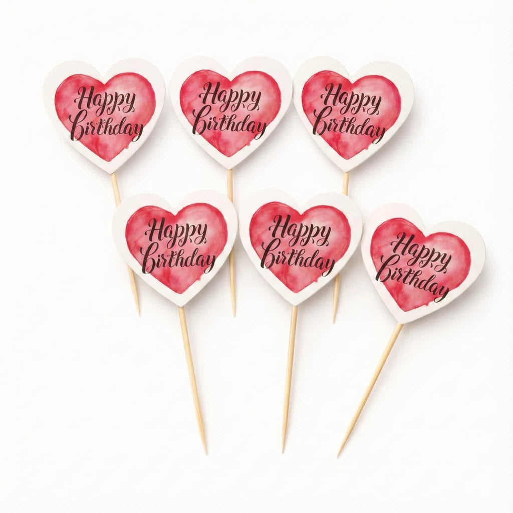 Happy Birthday Cup Cake Topper for Party and Decoration