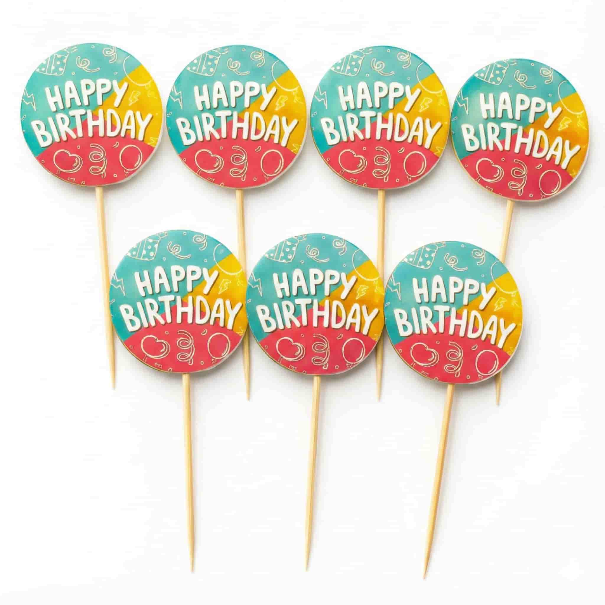 Happy Birthday Cup Cake Topper for Party and Decoration