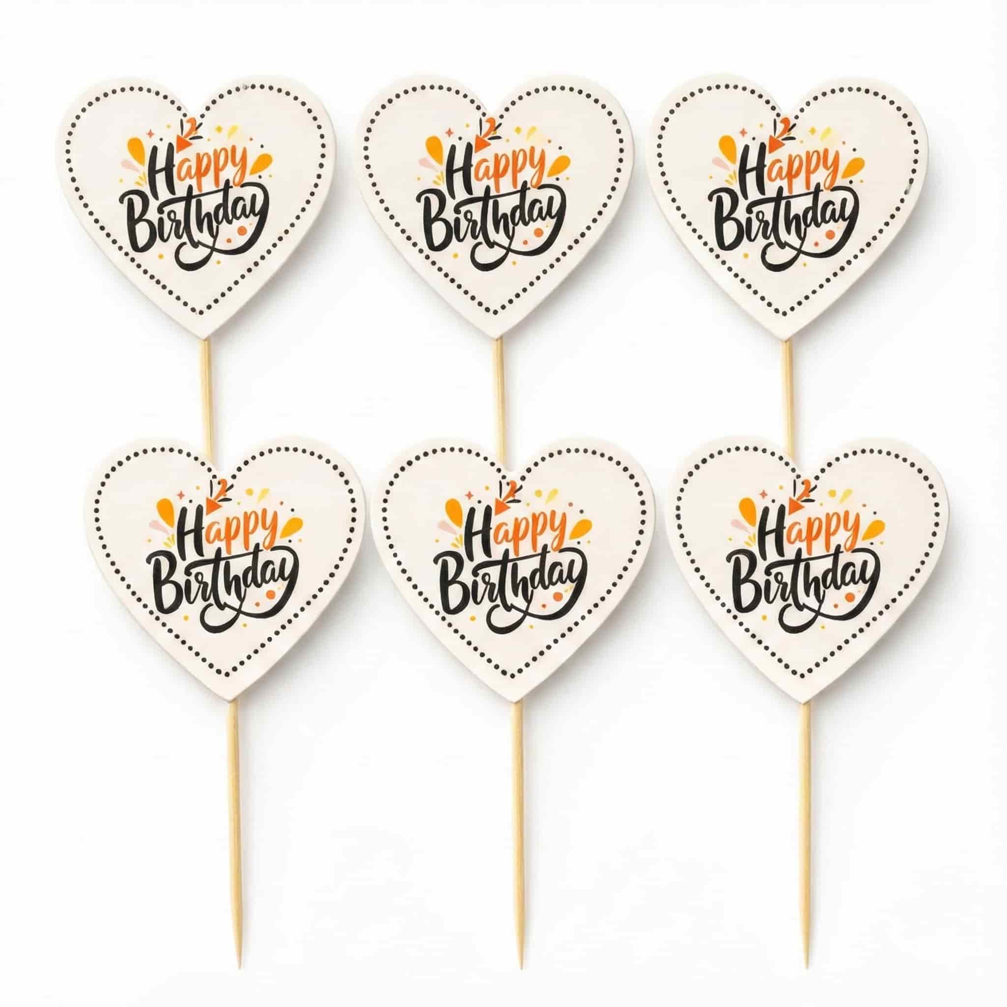 Happy Birthday Cup Cake Topper for Party and Decoration