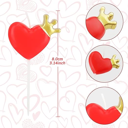 Chrome Heart Party Candle For BIrthday Cake Decoration