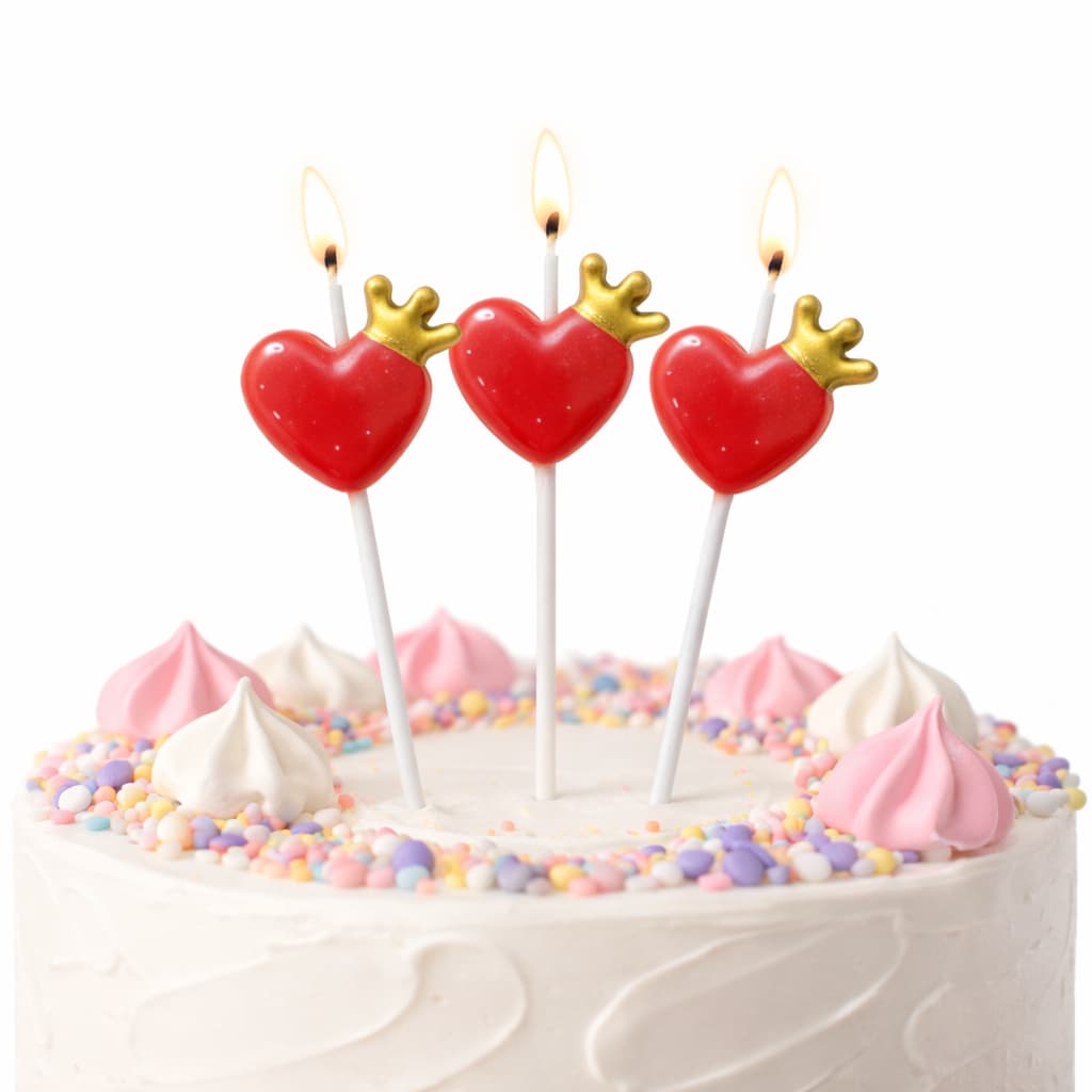 Chrome Heart Party Candle For BIrthday Cake Decoration