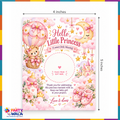 Hello Little Princess baby girl gift favor card 4 x 5 inches with custom date printing