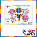 Hot Air Balloon Happy Birthday Foil Balloons 5 Pcs Set