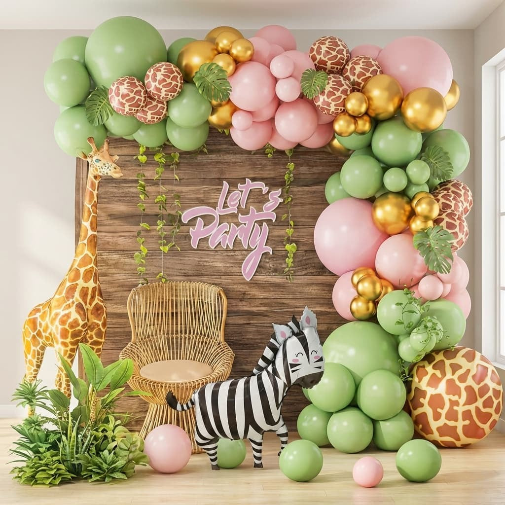 80-piece Jungle Safari-themed balloon garland kit For Birthday Celebration P-872