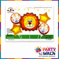 Lion Theme Happy Birthday Foil Balloons 5 Pcs Set