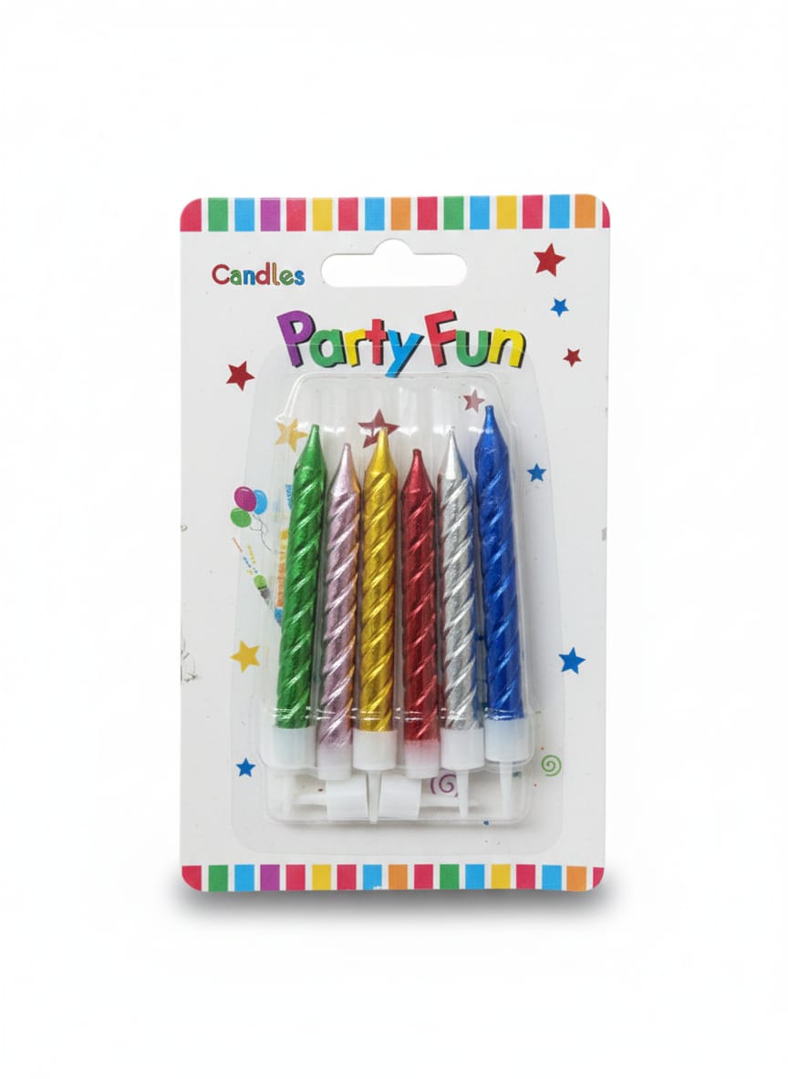 Metallic Script "Happy Birthday" Luxury Cake Topper Candle Pack of 6