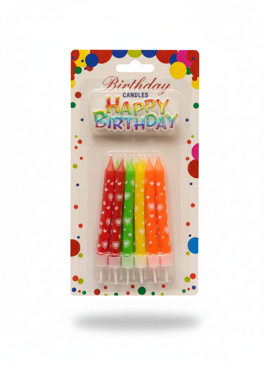 Happy birthday Metallic Candle Set (pack of 6)
