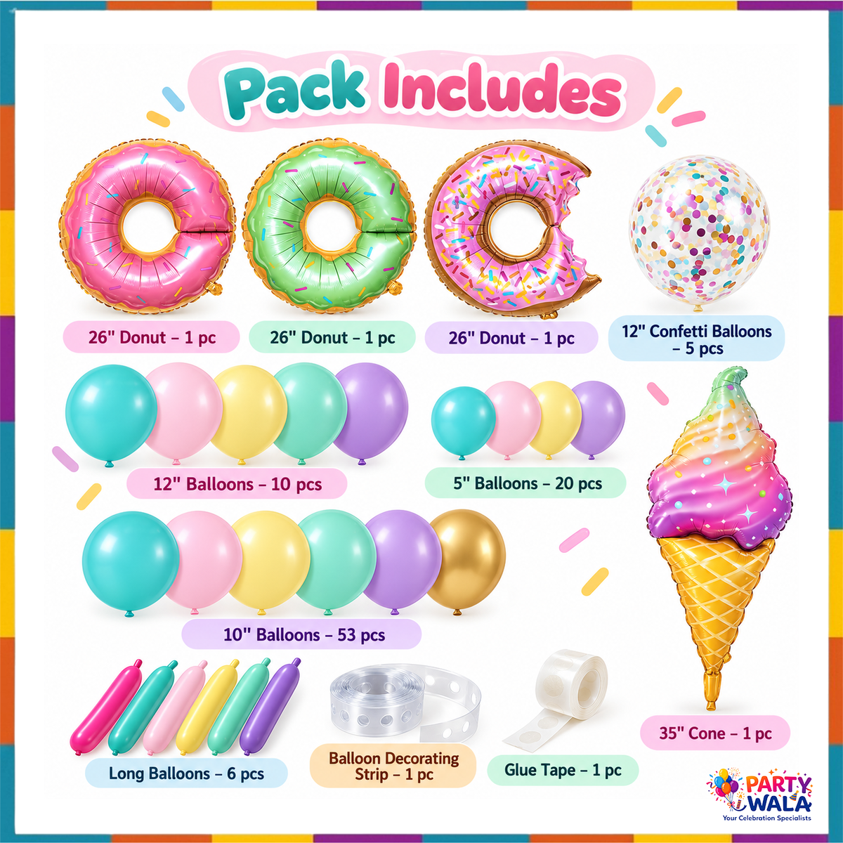 Donut Theme Birthday Balloon Kit for Girls/Baby shower (100 Pcs)