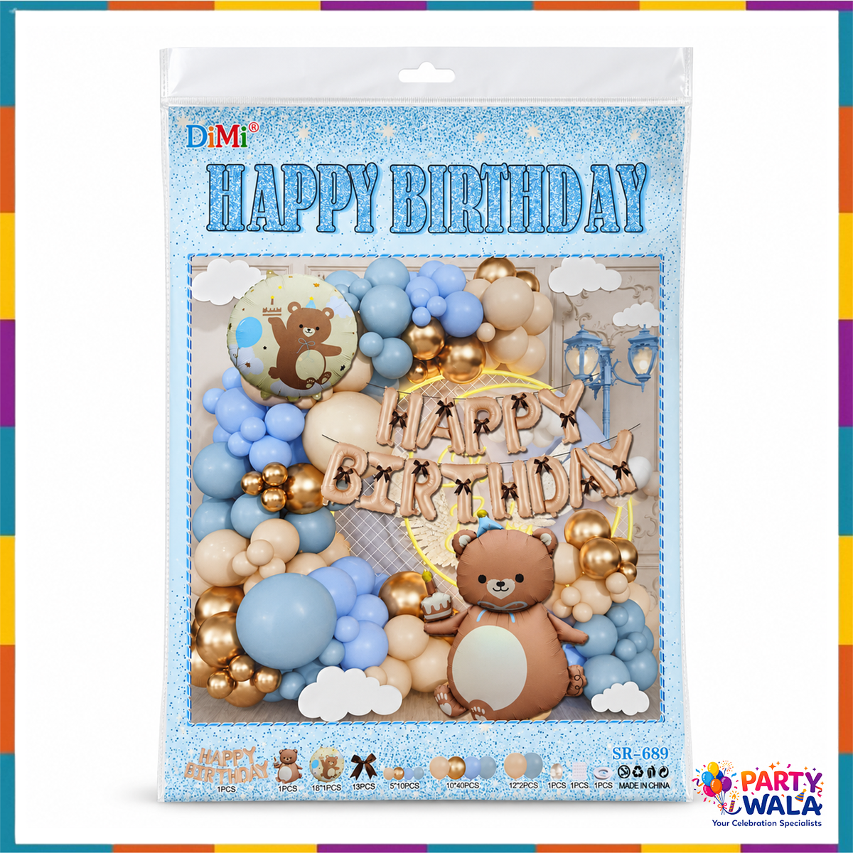 DiMi teddy bear birthday balloon decoration kit package