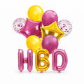 11 Pcs/Set HBD Happy Birthday Banner foil Balloons Set