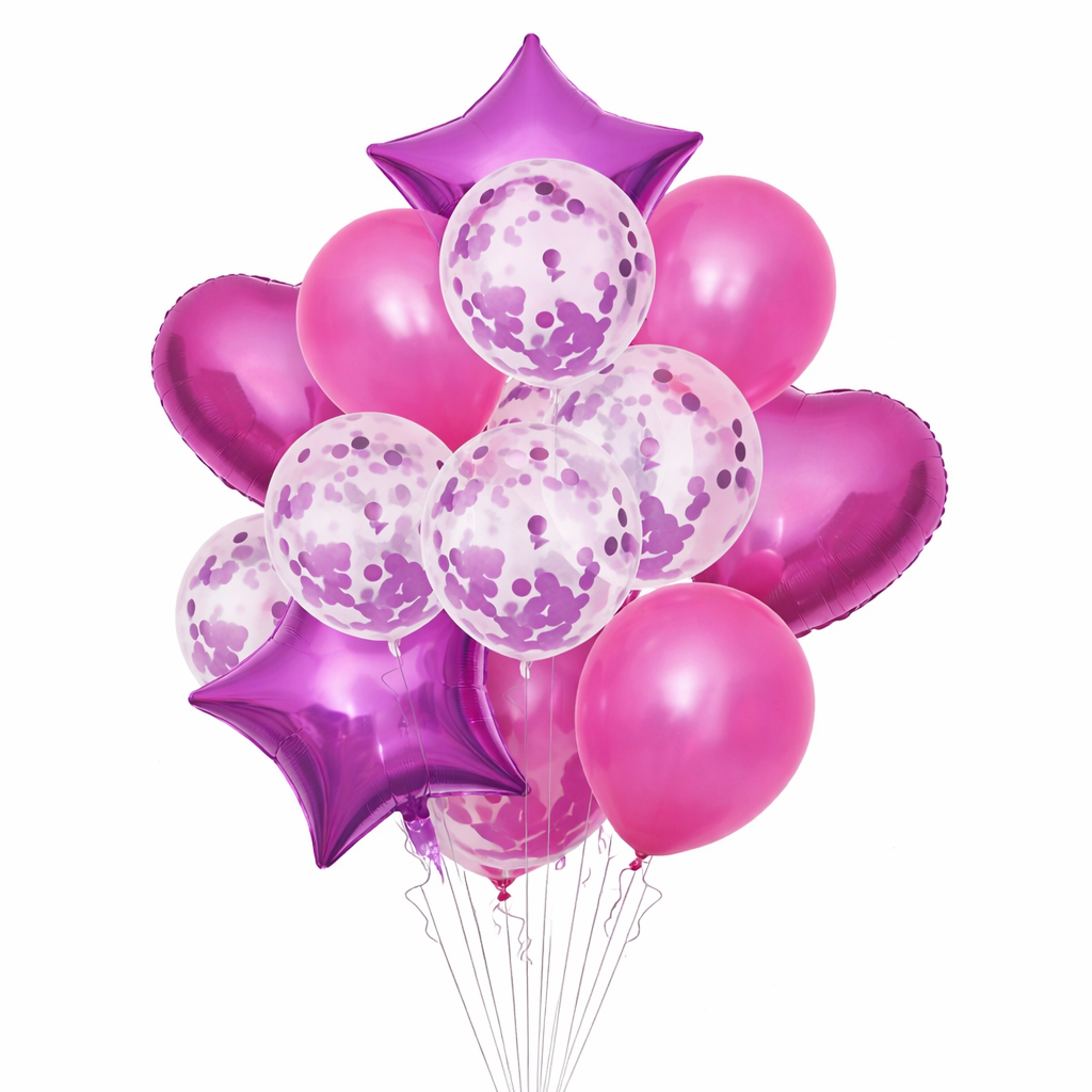 14pcs/Set Confetti Decorative Party and Foil Balloons Set For Birthdays and Events