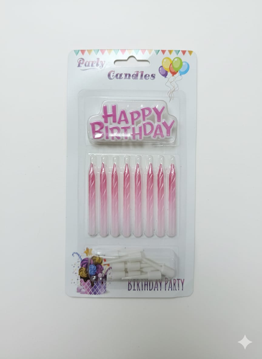 Happy birthday Metallic Candle Set (pack of 6)