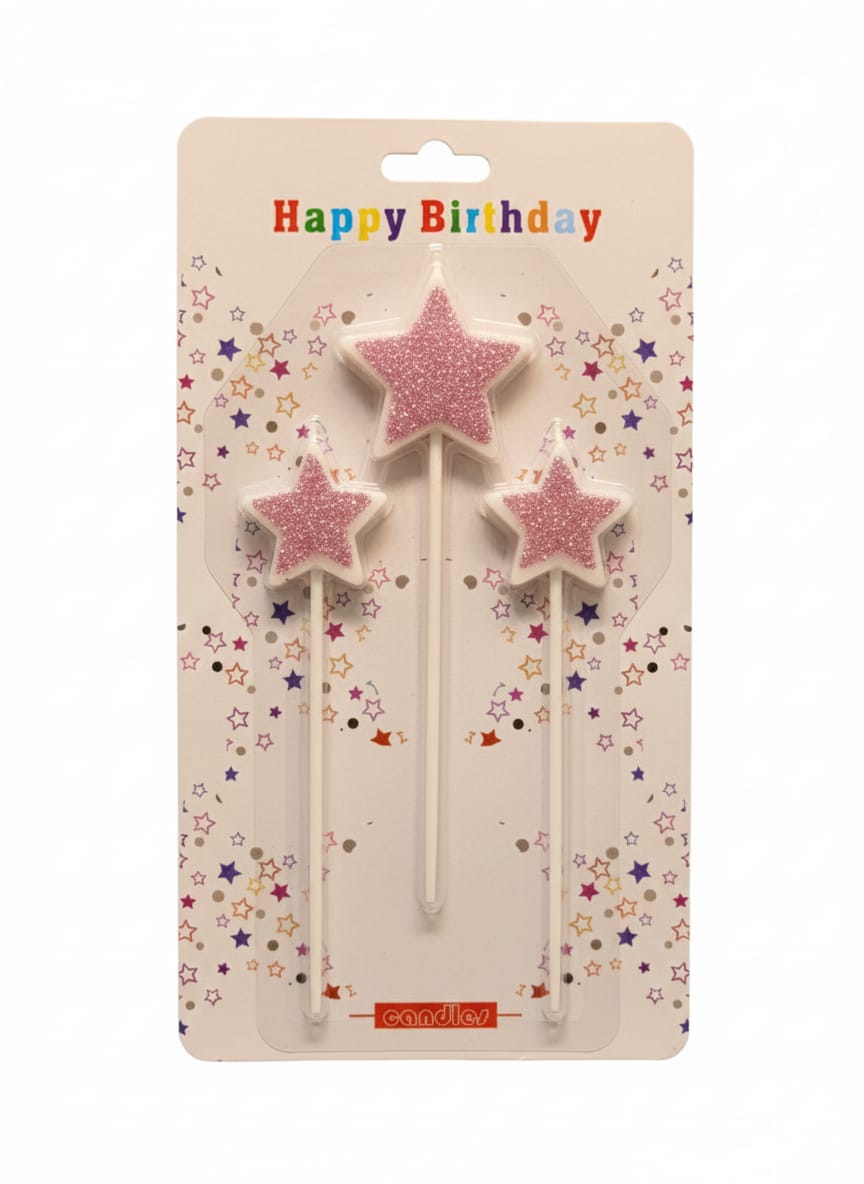 Star Candle Party Cake Decoration Pencil Candle (Pack of 3)