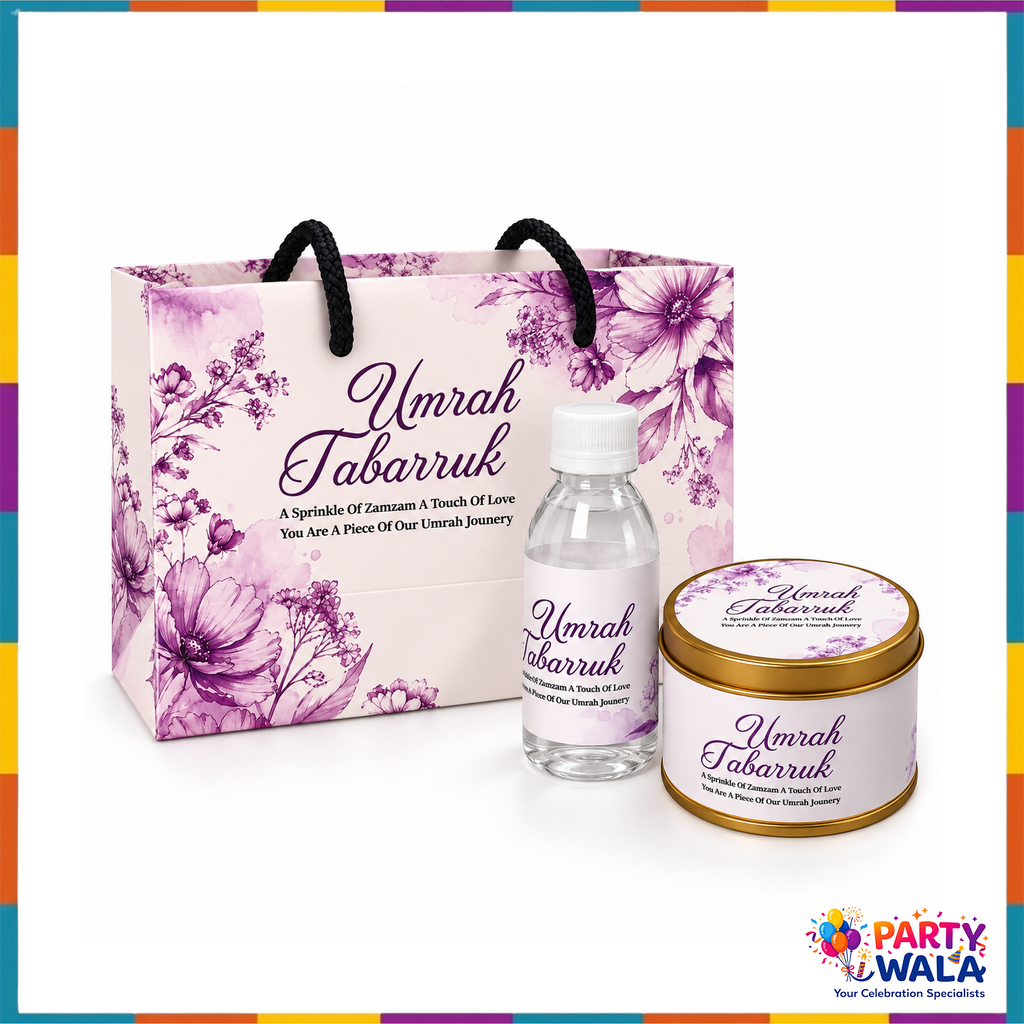 Purple floral watercolour Umrah gift set with bag, bottle and tin