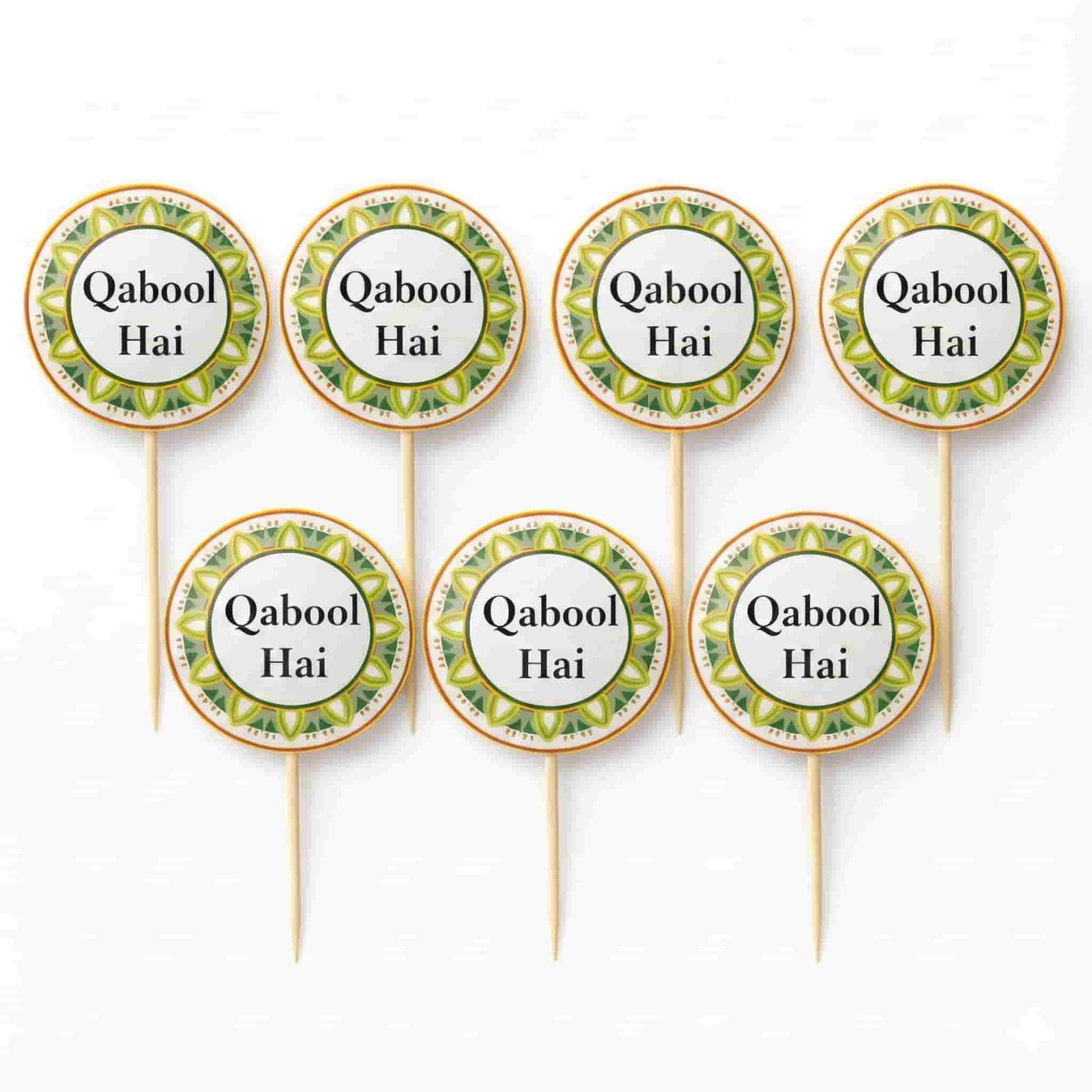 Qabool Hai Cup Cake Topper for Nikkah / Wedding Decoration (10 Pcs)