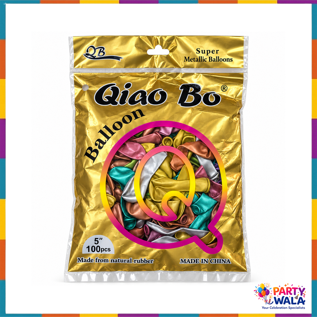 Qiao Bo Super Metallic Balloons 5-inch 100-piece pack