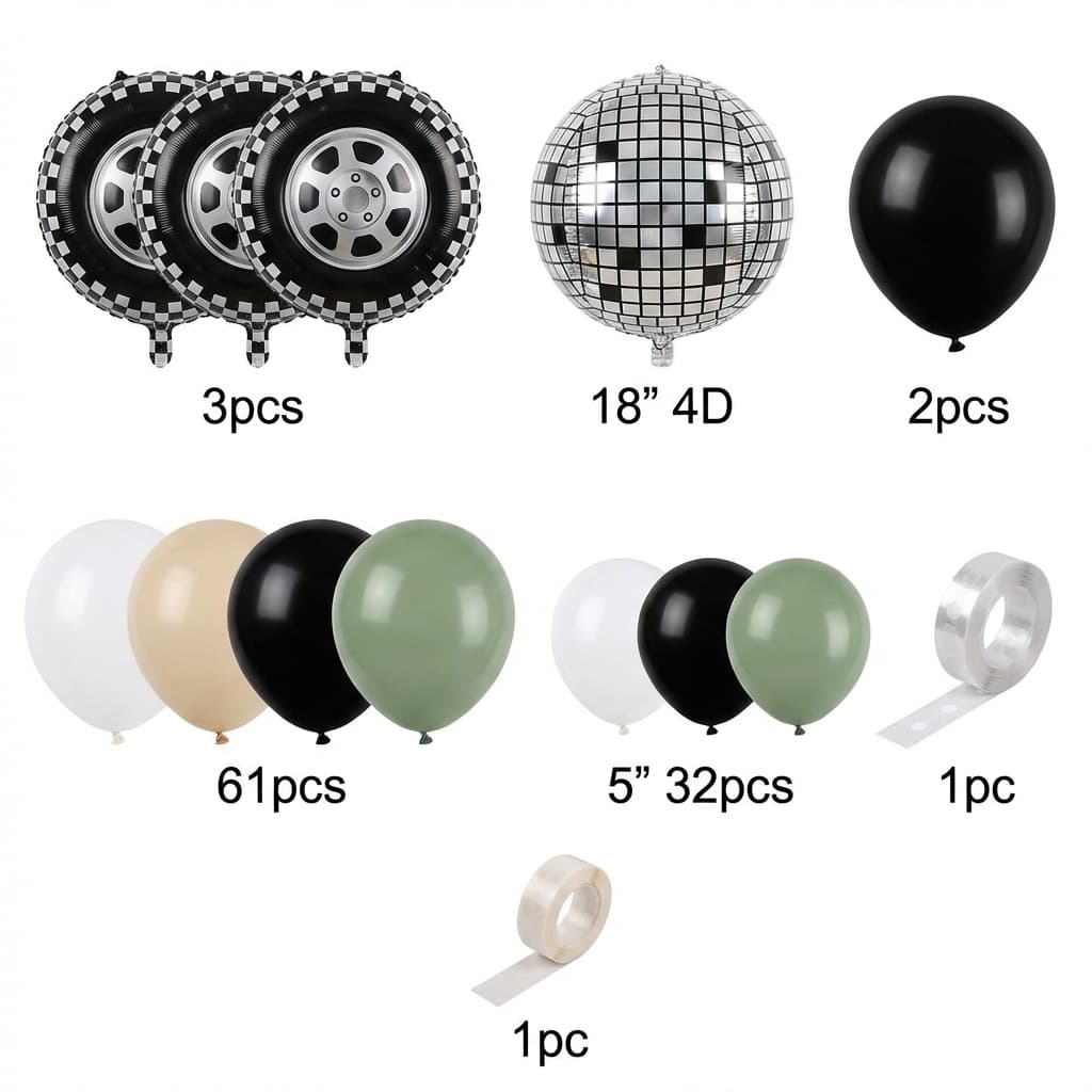 100pcs Racing Theme Balloon Garland Kit for Birthday Decoration and Celebration Item:P-833